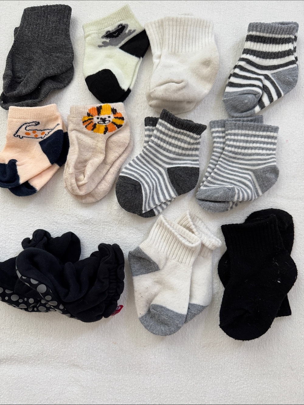 11- Mixed Baby Socks Pack - Gray, White, Black, Pink Assortment